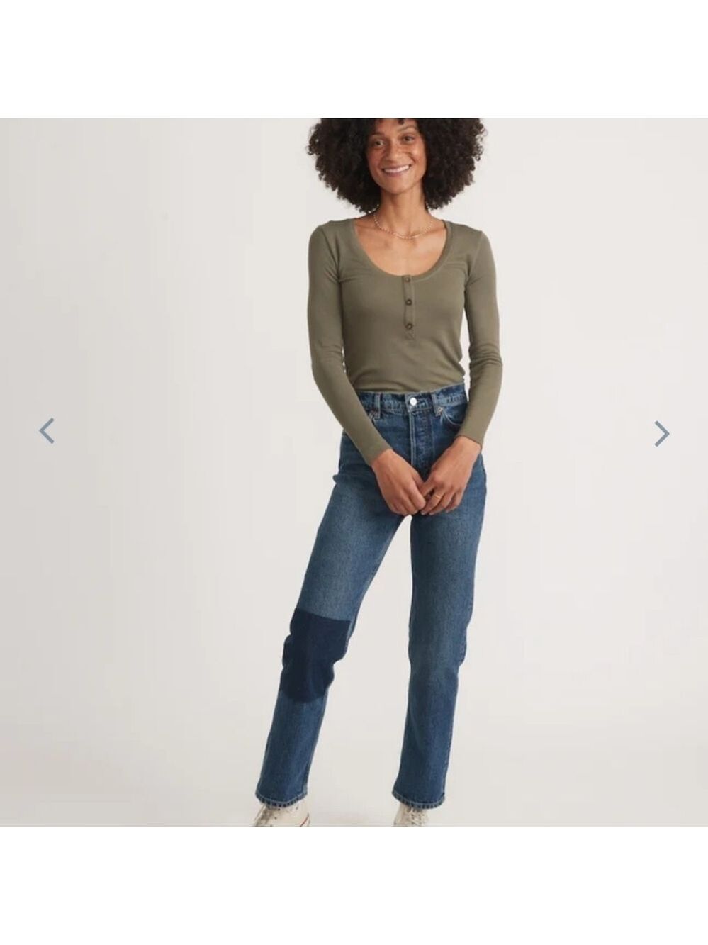 Marine Layer Lexi Rib Henley Burnt Olive - Picture 4 of 5